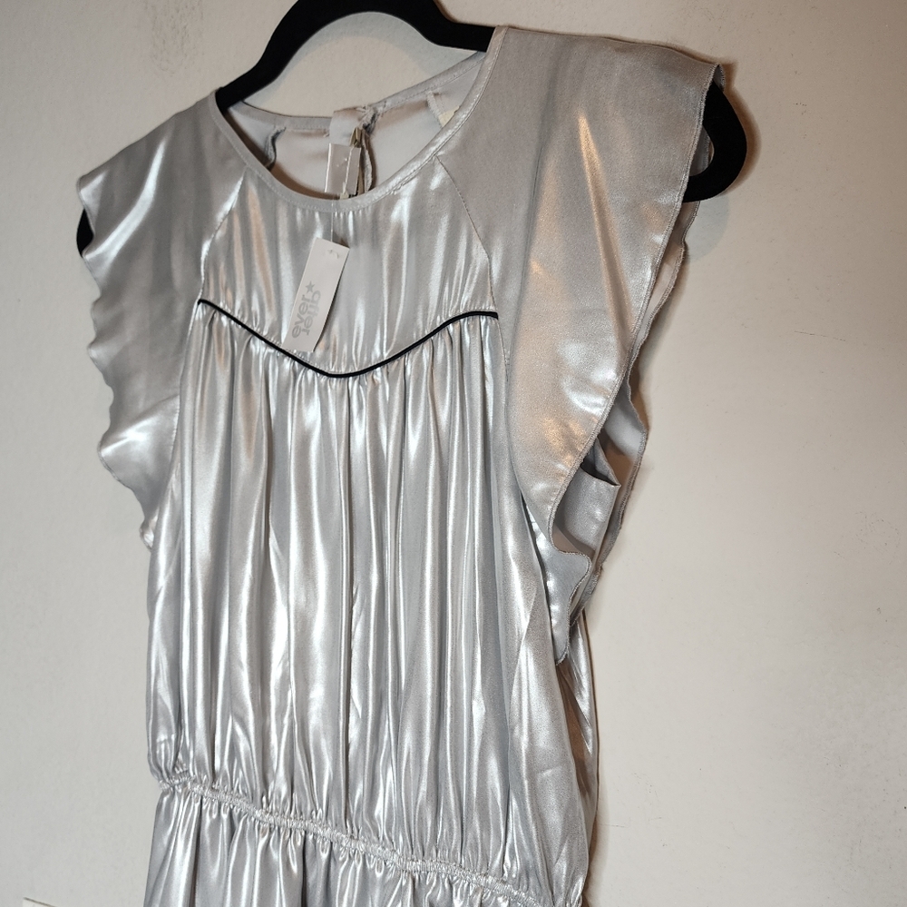 NWT Zadig & Voltaire Girls' Size 14 Freja Silver Metallic Dress Stretch Waist - Picture 12 of 16